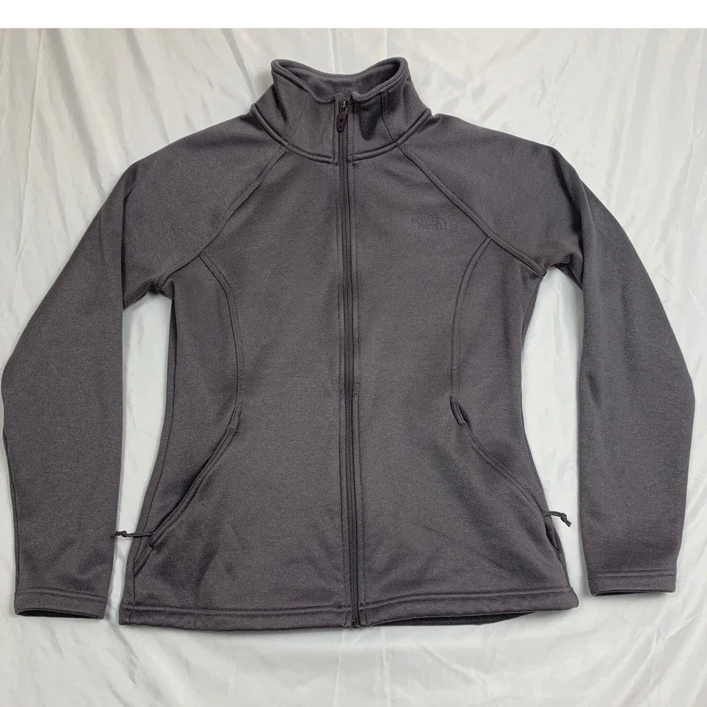 The North Face Fleece Jacket Womens M Gray Full Zip Mock Neck Softshell SOFT - Picture 1 of 10